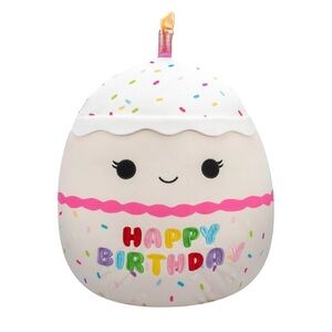 Squishmallows Birthday Cake Plush - White and Pink